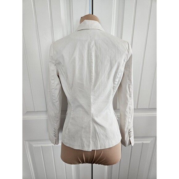 H&M White And Cream Striped Women's Suit Blazer Jacket Size 4 European Size 34 - Picture 5 of 15